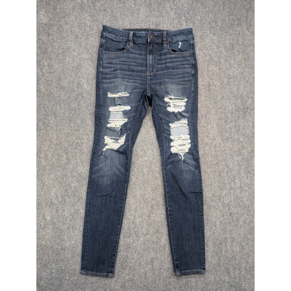 American Eagle Hi-Rise Jegging 10 Long 360 Ne(x)t Level Stretch Distressed Jeans